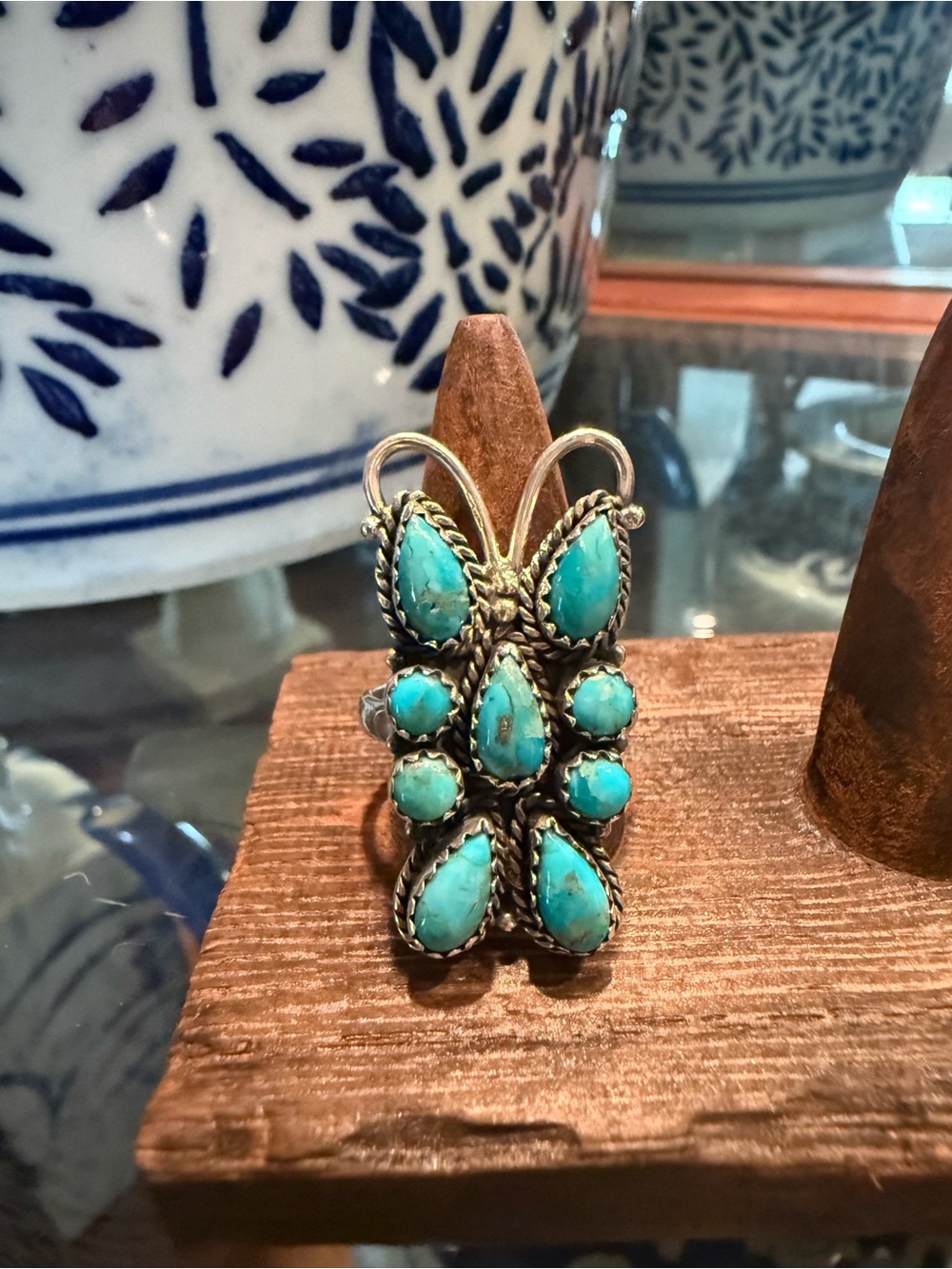 Genuine Turquoise Ring - 925 Sterling Silver Ring - Butterfly Turquoise Ring